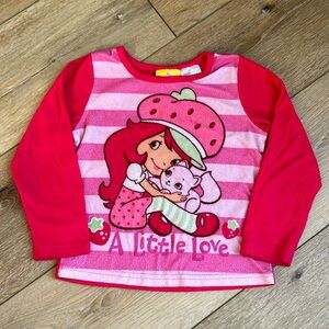 Vintage Y2K STRAWBERRY SHORTCAKE Girls sz 4T Pajama Top Fleece